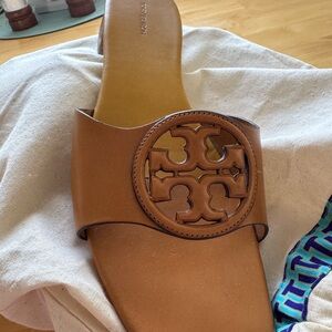 Tory Burch Tan Leather Slides